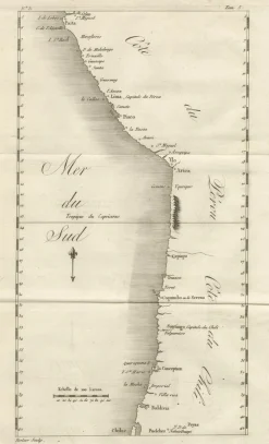 Antike Landkarte der Küste von Peru und Chile, 1760er