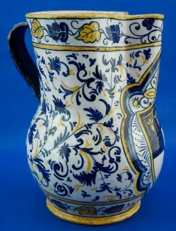 Antike Majolikierte Keramik Krug Vase aus der Renaissance von Montelupo Fiorentino