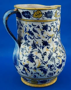 Antike Majolikierte Keramik Krug Vase aus der Renaissance von Montelupo Fiorentino