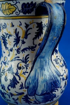 Antike Majolikierte Keramik Krug Vase aus der Renaissance von Montelupo Fiorentino