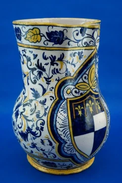 Antike Majolikierte Keramik Krug Vase aus der Renaissance von Montelupo Fiorentino
