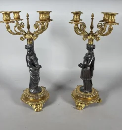 Antike Napoleon III Kerzenhalter, 1850, 2er Set