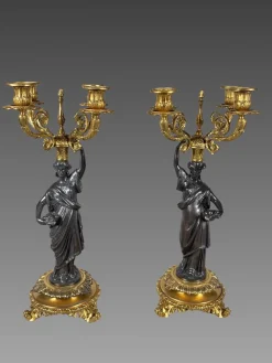 Antike Napoleon III Kerzenhalter, 1850, 2er Set