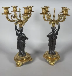 Antike Napoleon III Kerzenhalter, 1850, 2er Set
