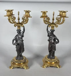 Antike Napoleon III Kerzenhalter, 1850, 2er Set