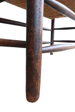 Antike niederländische Arts and Crafts Holzbank mit geflochtenem Sitz, 1900