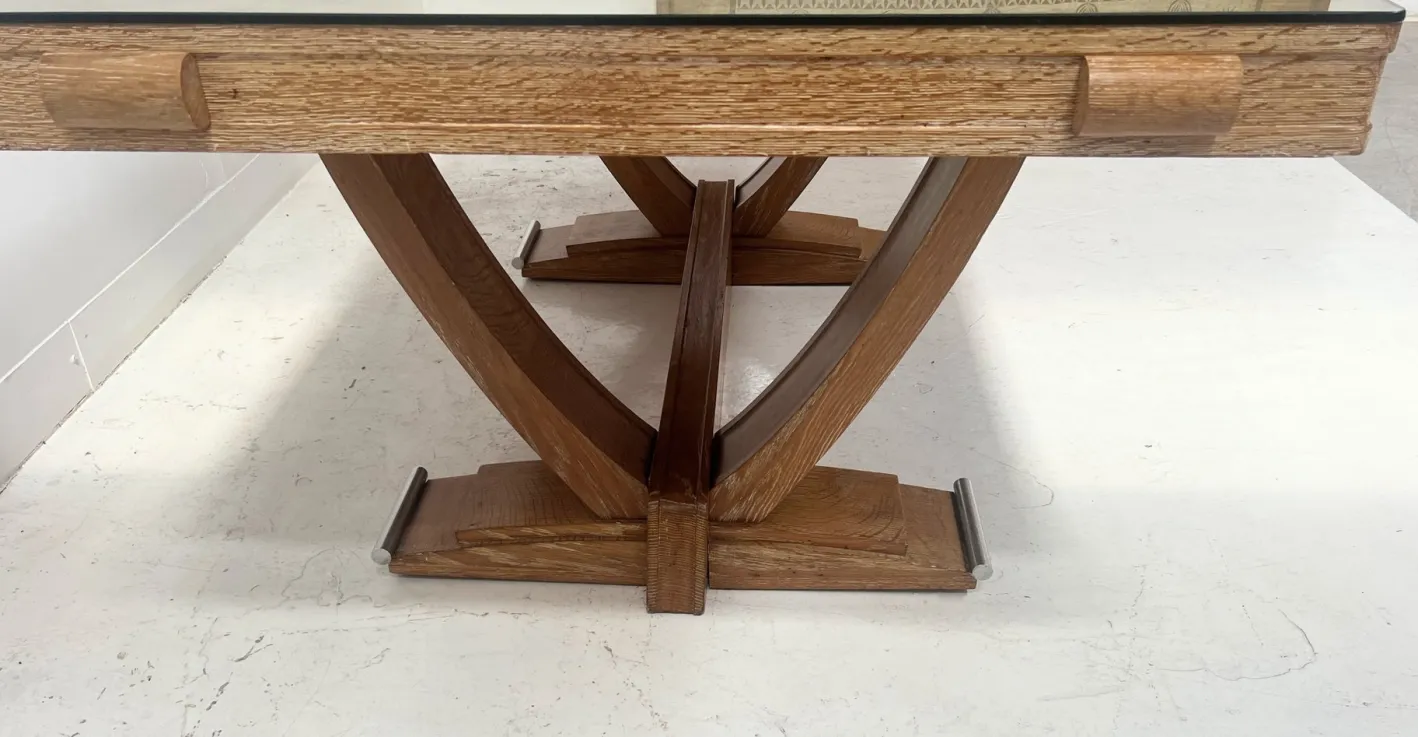 Antiker Art Deco Schreibtisch aus gekalkter Eiche, 1900er