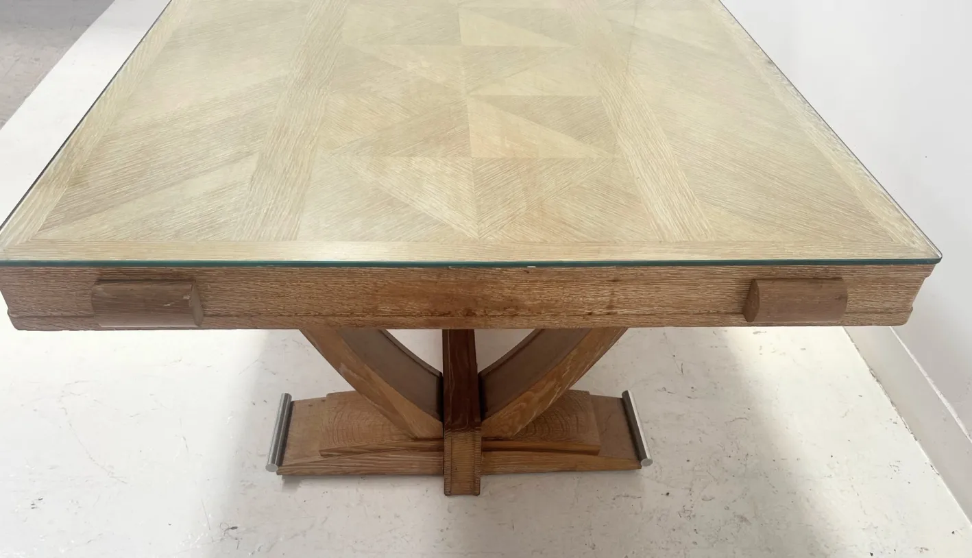 Antiker Art Deco Schreibtisch aus gekalkter Eiche, 1900er