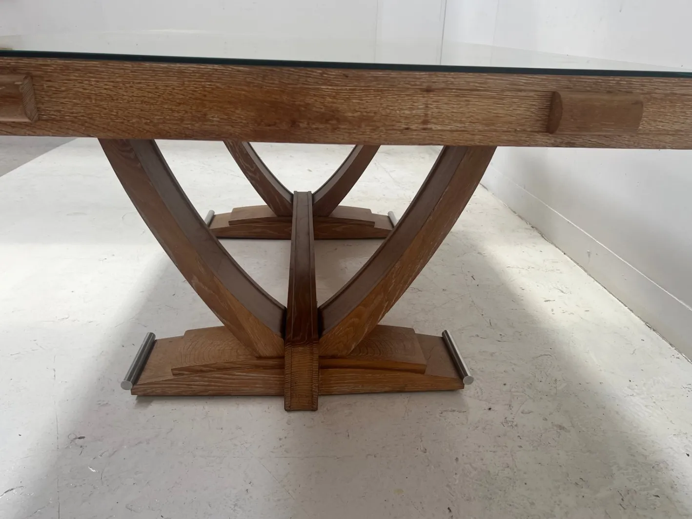 Antiker Art Deco Schreibtisch aus gekalkter Eiche, 1900er