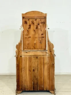 Antiker Biedermeier Frisiertisch aus Kiefer und Messing mit Spiegelaufsatz, 1900