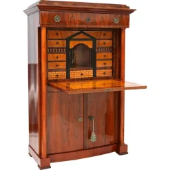 Antiker Biedermeier Sekretär aus Nussholz, 1825