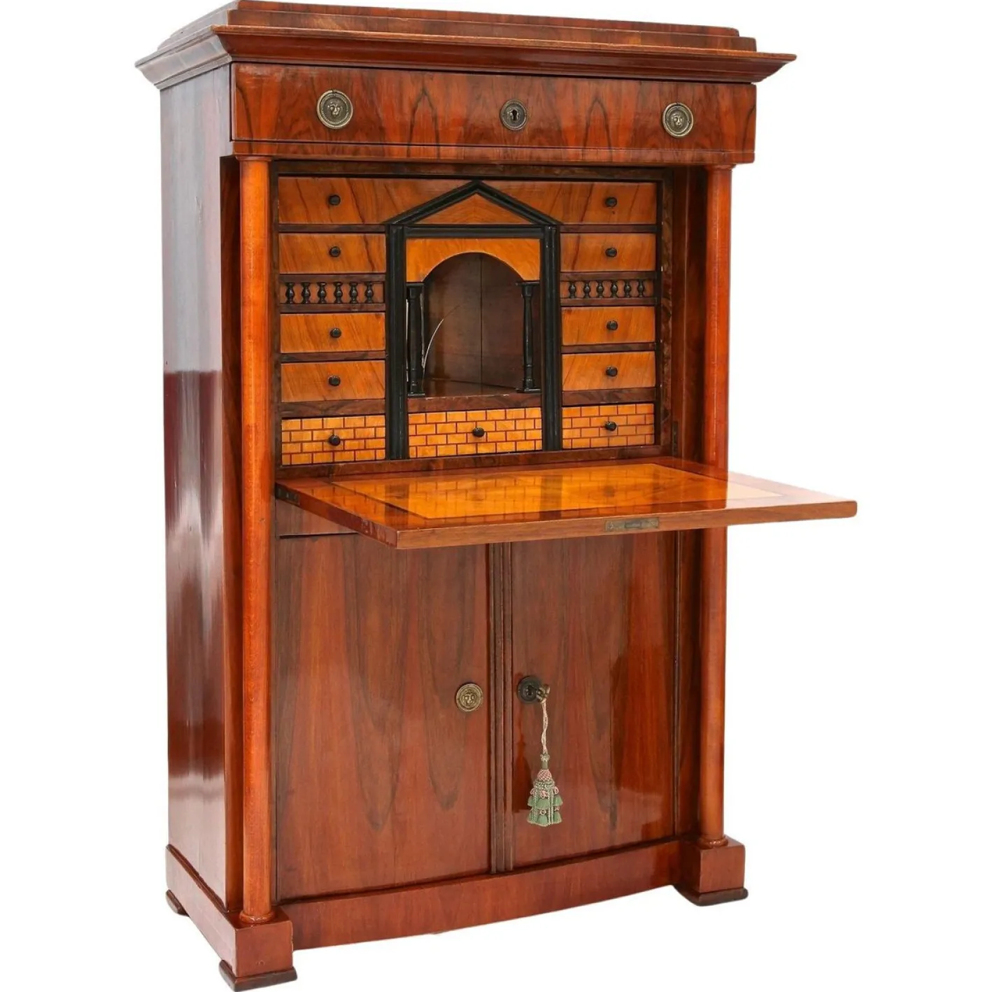 Antiker Biedermeier Sekretär aus Nussholz, 1825