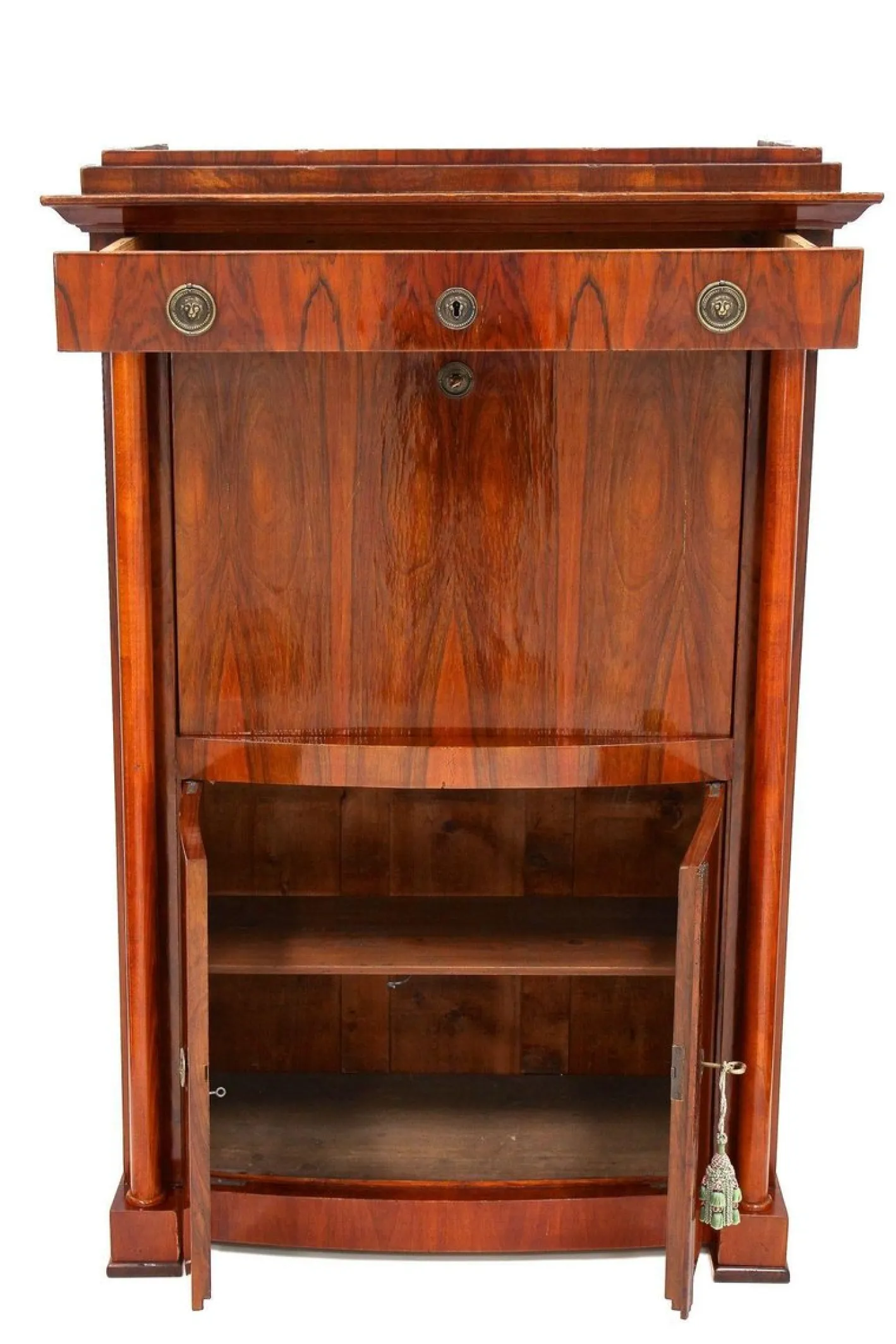Antiker Biedermeier Sekretär aus Nussholz, 1825