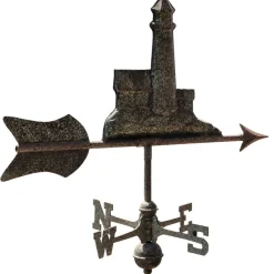 Antiker Dreidimensionaler Kupfer Wetterfahne Leuchtturm, 1900er