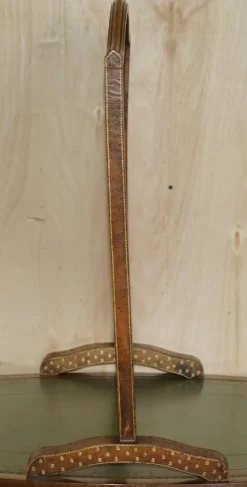 Antiker edwardianischer Feuerschutz aus Leder mit Prägung und Kartendekoration, 1900