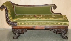 Antike Regency Bestickte Hartholz Chaiselongue, 1810
