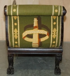 Antike Regency Bestickte Hartholz Chaiselongue, 1810