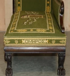 Antike Regency Bestickte Hartholz Chaiselongue, 1810