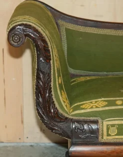 Antike Regency Bestickte Hartholz Chaiselongue, 1810