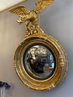 Antiker englischer Regency Konvexspiegel mit vergoldetem Rahmen, 1810