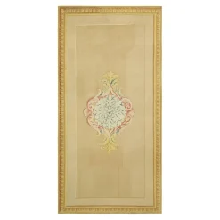 Antiker goldener Läufer mit floralem Medaillon von Aubusson
