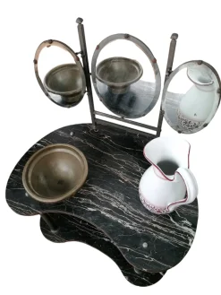 Antiker Jugendstil Frisiertisch aus schwarzem Marmor, 1890er