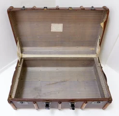 Antiker Koffer aus Segeltuch & Holz, 1920er