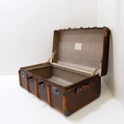 Antiker Koffer aus Segeltuch & Holz, 1920er