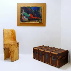 Antiker Koffer aus Segeltuch & Holz, 1920er
