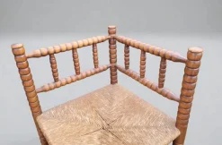 Antiker niederländischer Bobbin Eckstuhl aus Eiche, 1890er