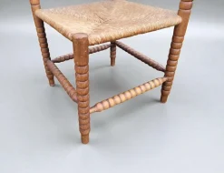 Antiker niederländischer Bobbin Eckstuhl aus Eiche, 1890er