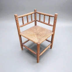 Antiker niederländischer Bobbin Eckstuhl aus Eiche, 1890er