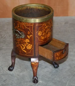 Antiker niederländischer Weinkühler mit Intarsien, 1800er
