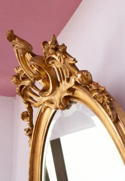 Antiker ovaler französischer Louis XV Spiegel mit vergoldetem Rahmen, 1913