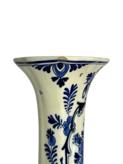 Antike Royal Delft Handbemalte Florale Trompetenförmige Vasen von lgn Ten Dam, 1916, 2er Set