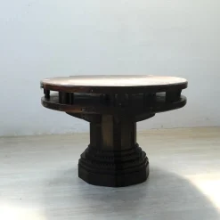 Antiker runder Spieltisch aus geschnitztem Holz, 1900er
