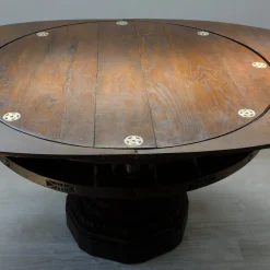Antiker runder Spieltisch aus geschnitztem Holz, 1900er