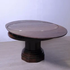Antiker runder Spieltisch aus geschnitztem Holz, 1900er