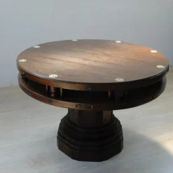 Antiker runder Spieltisch aus geschnitztem Holz, 1900er