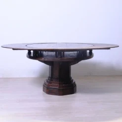 Antiker runder Spieltisch aus geschnitztem Holz, 1900er