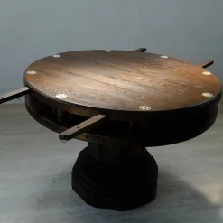 Antiker runder Spieltisch aus geschnitztem Holz, 1900er