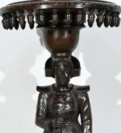 Antiker Sockel aus Kastanienholz, 1890er