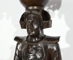 Antiker Sockel aus Kastanienholz, 1890er