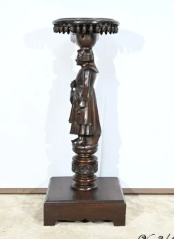 Antiker Sockel aus Kastanienholz, 1890er
