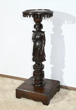 Antiker Sockel aus Kastanienholz, 1890er