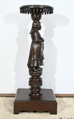 Antiker Sockel aus Kastanienholz, 1890er
