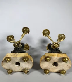 Antiker Sphinx Kerzenhalter aus vergoldeter Bronze, 1830