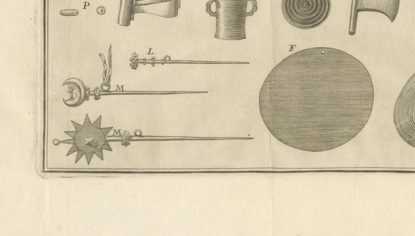 Antiker Stich von Inca Antiquities from Peru von Jorge Juan & Ulloa, 1748