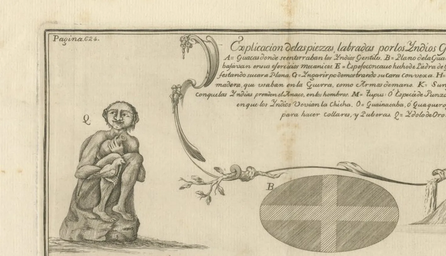 Antiker Stich von Inca Antiquities from Peru von Jorge Juan & Ulloa, 1748