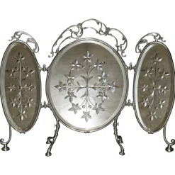 Antiker versilberter italienischer Art Deco Kaminschirm aus geschliffenem Glas von Aeg, 1920